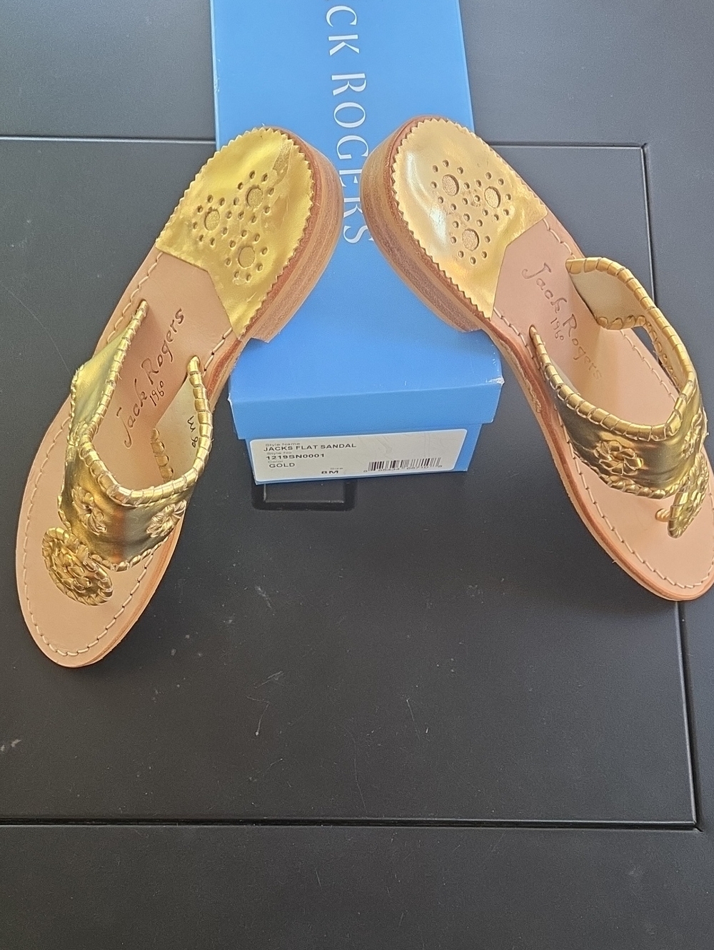 Jack Rogers Gold Metallic Sidney Thong Sandals for Women